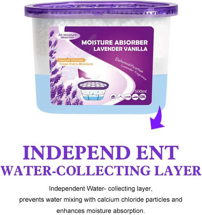 CANAGER Lavender Vanilla Moisture Absorber Box,Odor Eliminator and Dehumidifier Boxes for Closet,Bedroom,Kitchen,Bathroom-6 Packs,Cups - Traps Moisture for Fresher, Cleaner Air Purple - Image 5